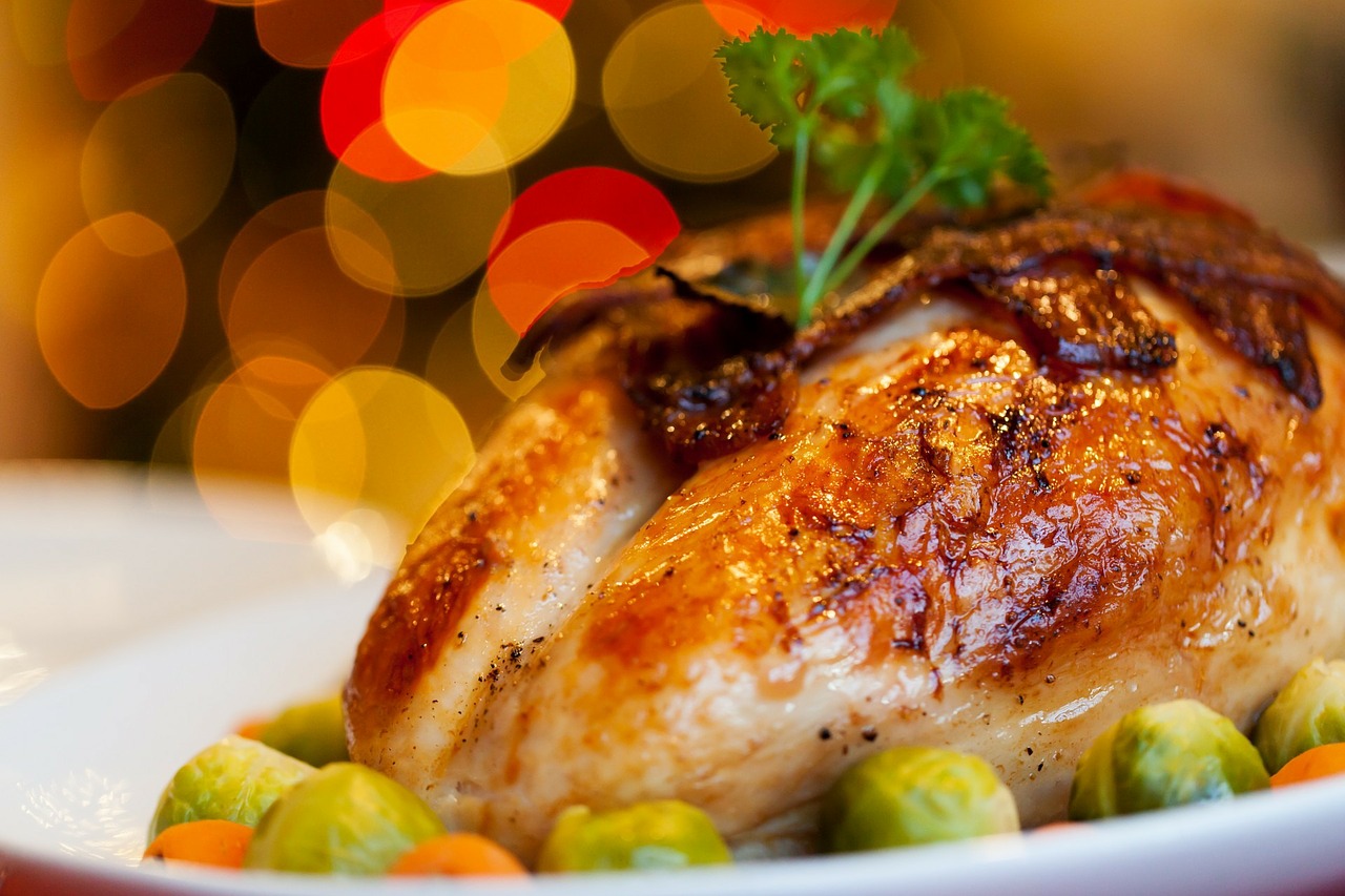 thanksgiving turkey with brussels sprouts