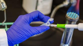 Gloved hand conducting DipTest