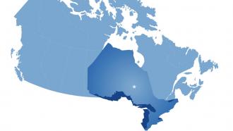 Map of Canada with Ontario highlighted
