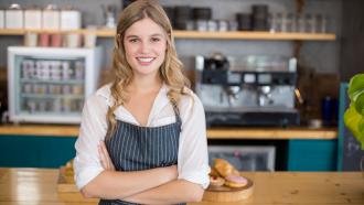 certified food handler in a cafe